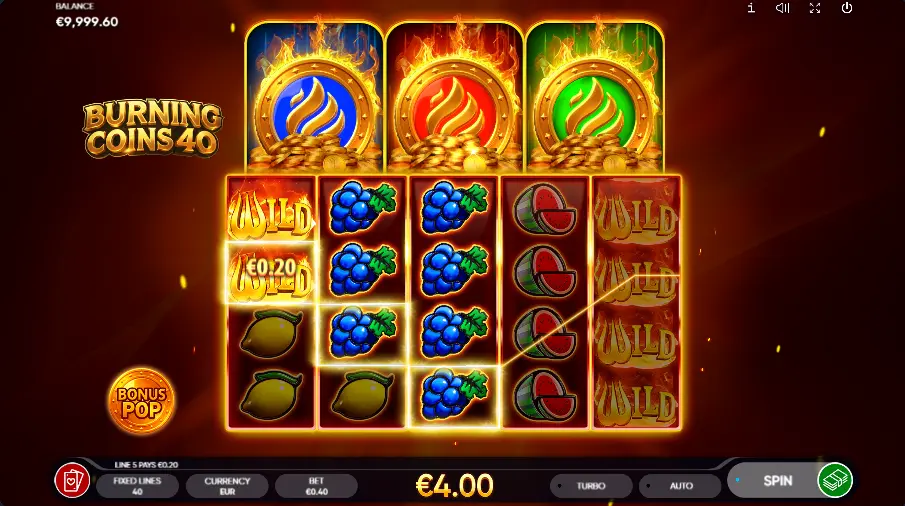 Burning Coins 40 Winz Slots
