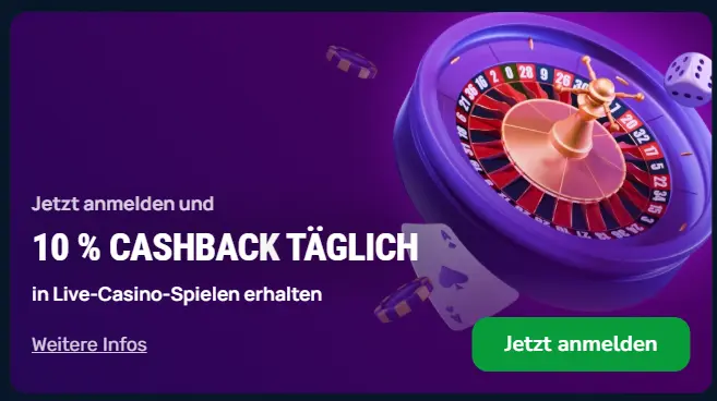10 % Cashback für Winz Casino Live Spiele